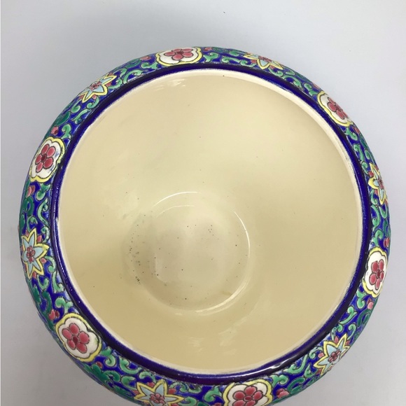 Vintage Emaux de Longwy Blue Ceramic large floral Vase - Picture 2 of 6